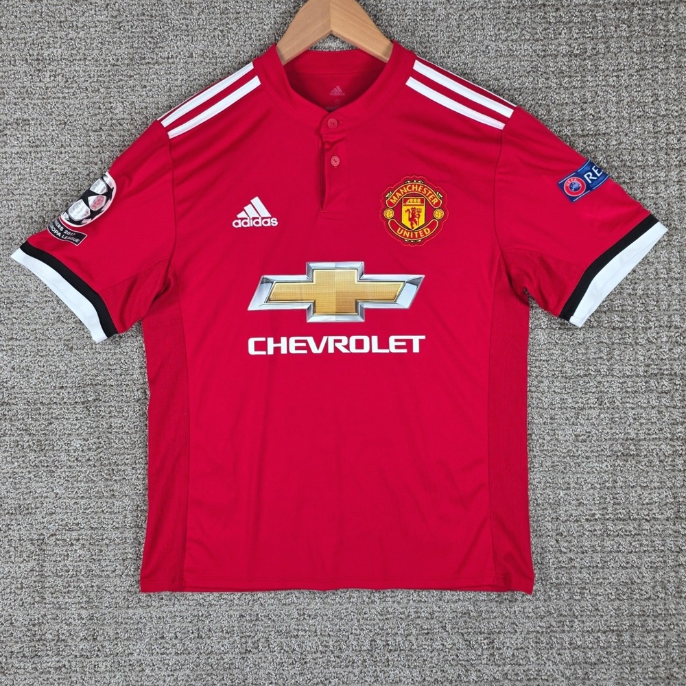 Adidas Manchester United 2017-18 Home Jersey Pogba Red Mens Small Climacool